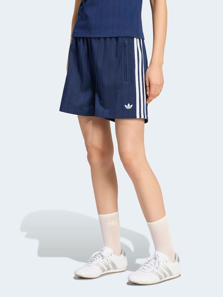 adidas originals Blue Pinstripe Firebird Shorts - Image 1 of 6