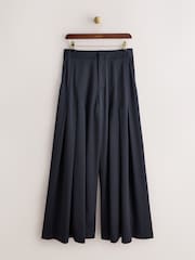 CERENE Darcy Black Super Wide Pleat Front Satin Palazzo Trousers - Image 2 of 11
