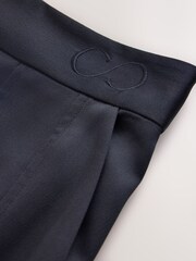 CERENE Darcy Black Super Wide Pleat Front Satin Palazzo Trousers - Image 7 of 11
