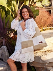 Seaspray Natural Beige/White Calala Patchwork Beach Bag And Purse Set - Image 2 of 3