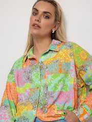 Yours Curve Orange Boyfriend Limited Shirt - Image 1 of 6