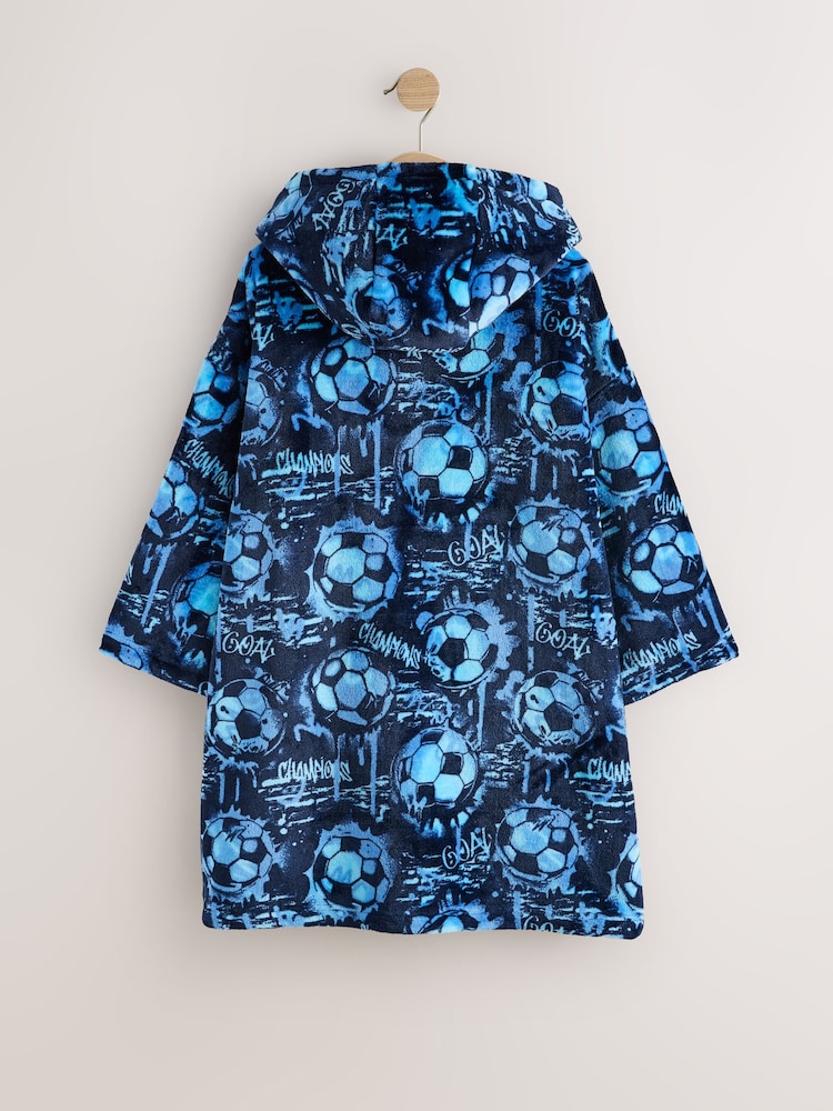 Blue Football Zip Fleece Hooded Blanket (5-16yrs) - Image 2 of 4 Blue Football Zip Fleece Hooded Blanket (5-16yrs) - Image 2 of 4