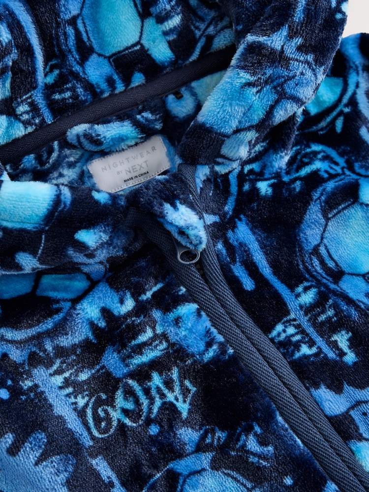 Blue Football Zip Fleece Hooded Blanket (5-16yrs) - Image 4 of 4 Blue Football Zip Fleece Hooded Blanket (5-16yrs) - Image 4 of 4