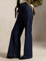 Polo Ralph Lauren Blue Evoria Dark Wash Wide Leg Jeans With Jet Pocket - Image 4 of 7