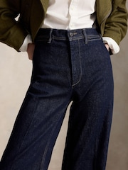 Polo Ralph Lauren Blue Evoria Dark Wash Wide Leg Jeans With Jet Pocket - Image 5 of 7