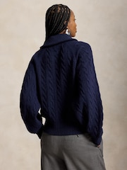Polo Ralph Lauren Blue Heavy Rib Exaggerated Collar Cardigan - Image 3 of 5