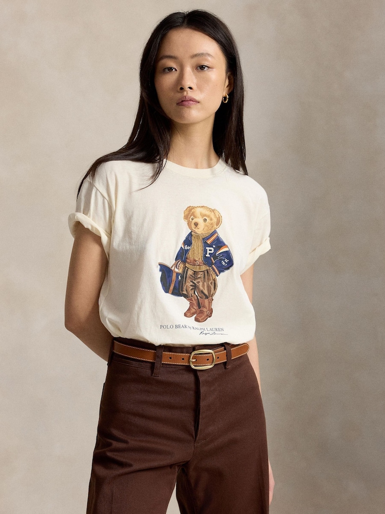 Polo Ralph Lauren White Polo Bear Cotton Crew Neck T-Shirt - Image 1 of 5