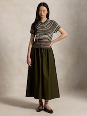 Polo Ralph Lauren Green Fairisle Knit Short Sleeve Combo Midi Dress - Image 1 of 5