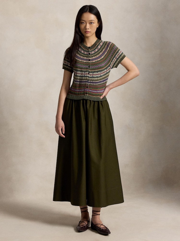 Polo Ralph Lauren Green Fairisle Knit Short Sleeve Combo Midi Dress - Image 1 of 5