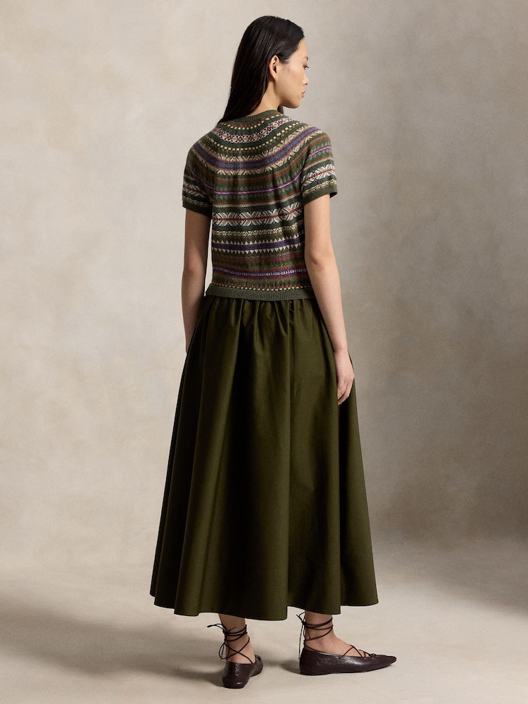 Polo Ralph Lauren Green Fairisle Knit Short Sleeve Combo Midi Dress - Image 2 of 5