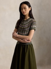 Polo Ralph Lauren Green Fairisle Knit Short Sleeve Combo Midi Dress - Image 4 of 5