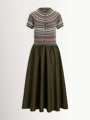 Polo Ralph Lauren Green Fairisle Knit Short Sleeve Combo Midi Dress - Image 5 of 5