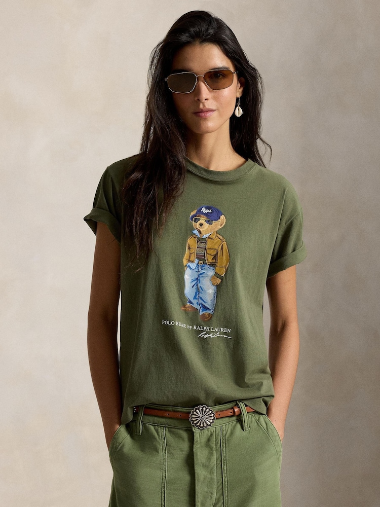Polo Ralph Lauren Green Polo Bear Cotton Crew Neck T-Shirt - Image 1 of 5
