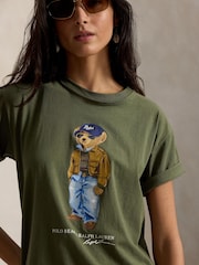 Polo Ralph Lauren Green Polo Bear Cotton Crew Neck T-Shirt - Image 4 of 5