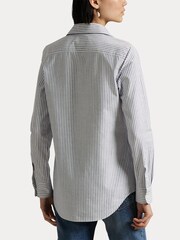 Polo Ralph Lauren Blue Heavy Cotton Broken Stripe Shirt - Image 6 of 8