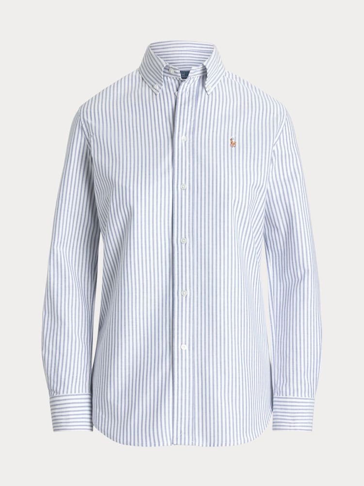 Polo Ralph Lauren Blue Heavy Cotton Broken Stripe Shirt - Image 8 of 8