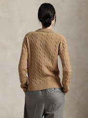 Polo Ralph Lauren Brown Polo Collar Cable Knit Sweater - Image 3 of 9