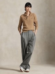 Polo Ralph Lauren Brown Polo Collar Cable Knit Sweater - Image 5 of 9