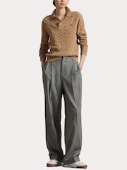 Polo Ralph Lauren Brown Polo Collar Cable Knit Sweater - Image 8 of 9