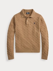 Polo Ralph Lauren Brown Polo Collar Cable Knit Sweater - Image 9 of 9