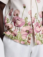 MOSS Pink Poppy Print Cuban Shirt - Image 3 of 4