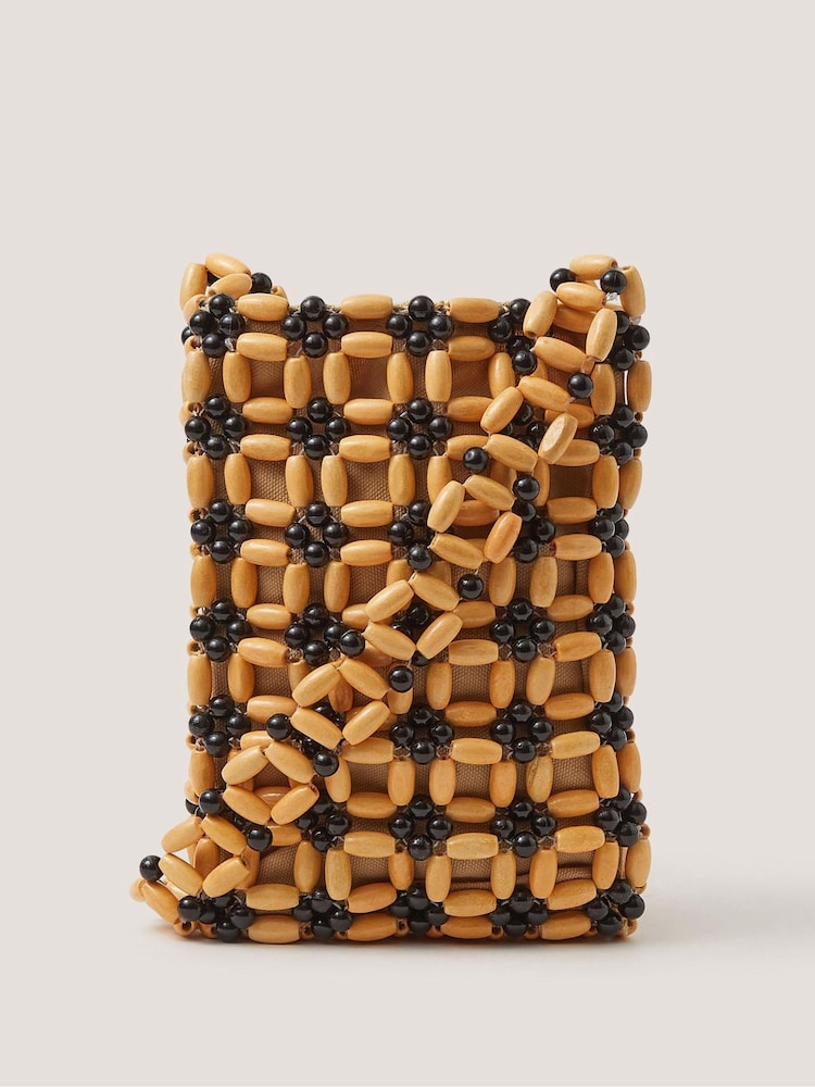 Monsoon Brown Joli Wooden Bead Cross-Body Bag - Image 1 of 3