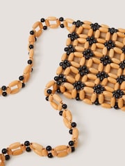 Monsoon Brown Joli Wooden Bead Cross-Body Bag - Image 3 of 3