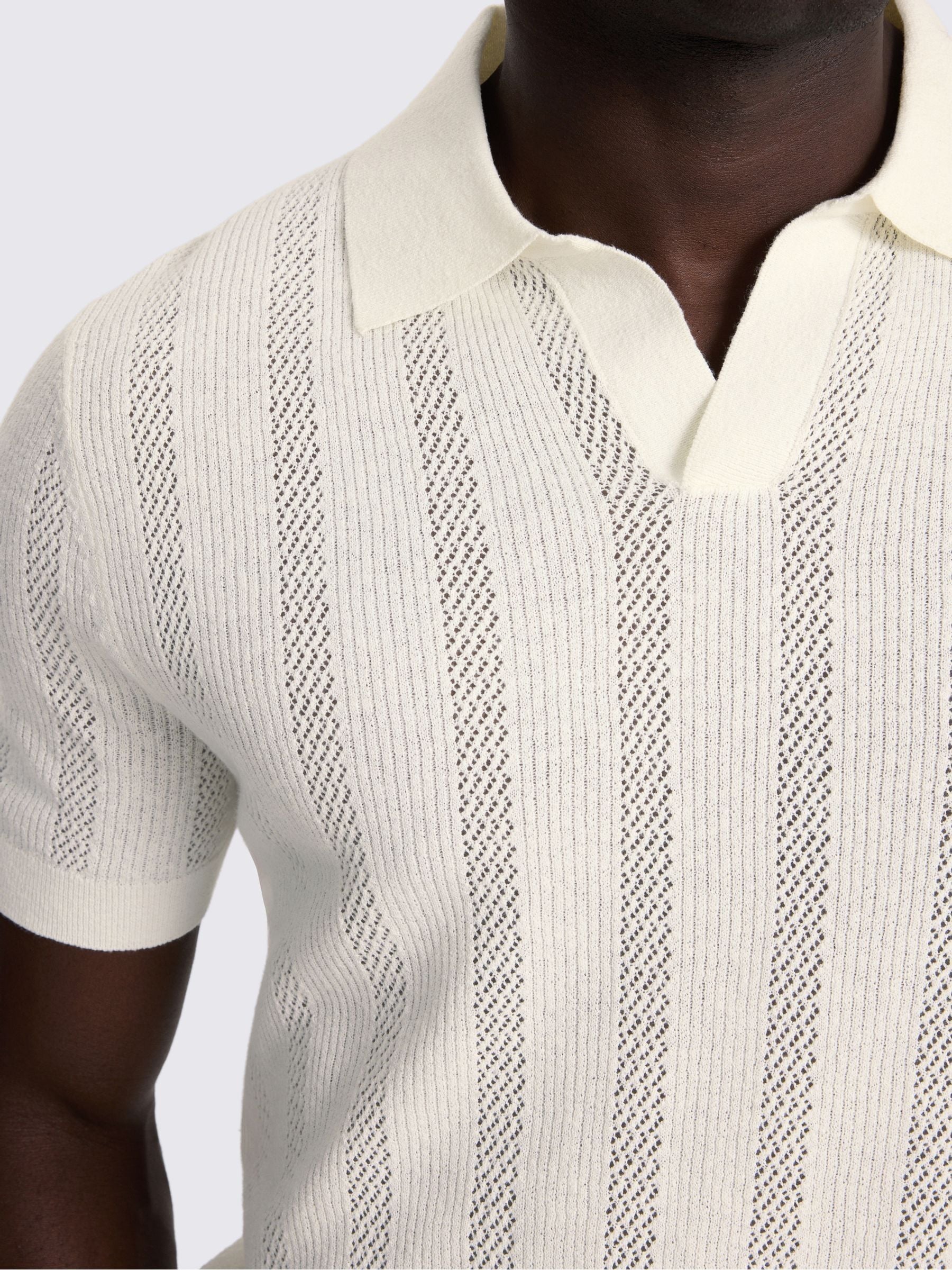 Buy MOSS Off-White Pointelle Linen-Blend Skipper Polo Shirt from