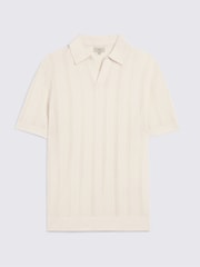 MOSS Off-White Pointelle Linen-Blend Skipper Polo Shirt - Image 4 of 4