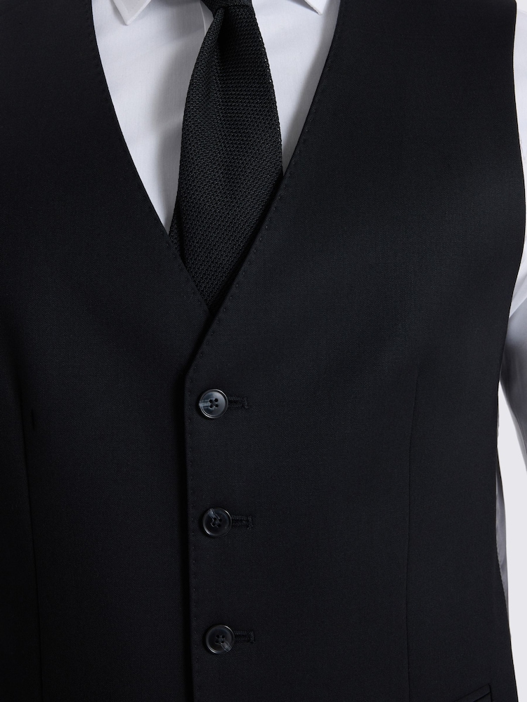 MOSS Black Slim Fit Suit Waistcoat - Image 3 of 3