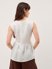 Monsoon White Posey Sleeveless Linen Blouse - Image 4 of 5