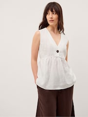 Monsoon White Posey Sleeveless Linen Blouse - Image 5 of 5