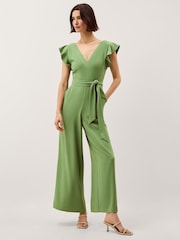 Monsoon Green Riri V-Neck Frill Jumpsuit - Image 1 of 4