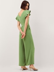 Monsoon Green Riri V-Neck Frill Jumpsuit - Image 3 of 4