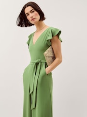 Monsoon Green Riri V-Neck Frill Jumpsuit - Image 4 of 4