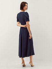 Monsoon Blue Bonnie Bow Puff Sleeve Midi Dress - Image 3 of 4