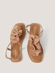 Monsoon Natural Rosa Raffia Leather Sandals - Image 2 of 3