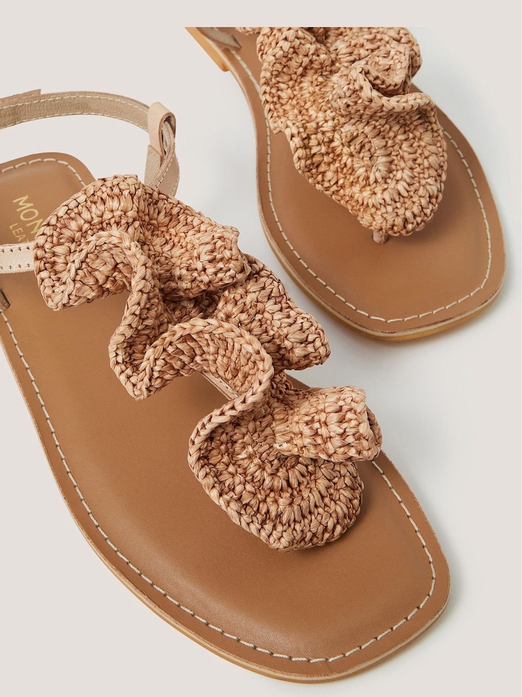 Monsoon Natural Rosa Raffia Leather Sandals - Image 3 of 3