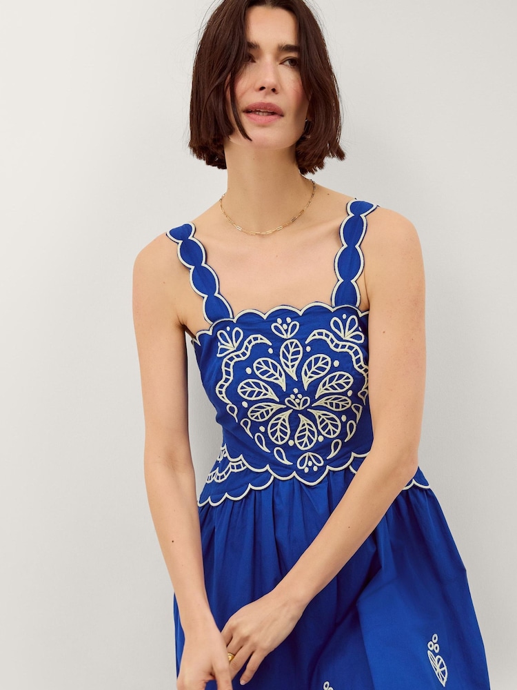 Monsoon Blue Keira Embroidered Midi Dress - Image 2 of 4