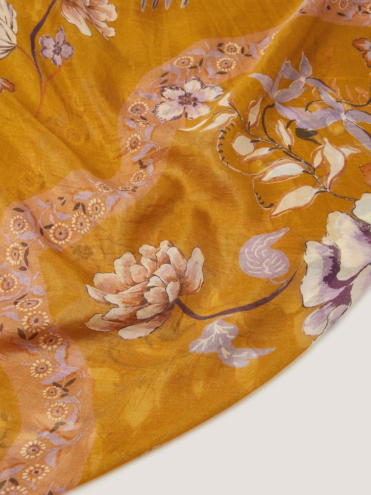 Monsoon Orange Samara Floral Square Silk Scarf - Image 2 of 2
