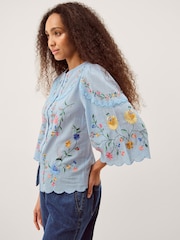 Monsoon Blue Alice Floral Embroidered Top - Image 1 of 5