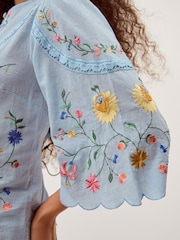 Monsoon Blue Alice Floral Embroidered Top - Image 2 of 5