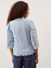Monsoon Blue Alice Floral Embroidered Top - Image 3 of 5