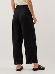 Monsoon Black Cindy Embroidered Wide Leg Trousers - Image 3 of 5