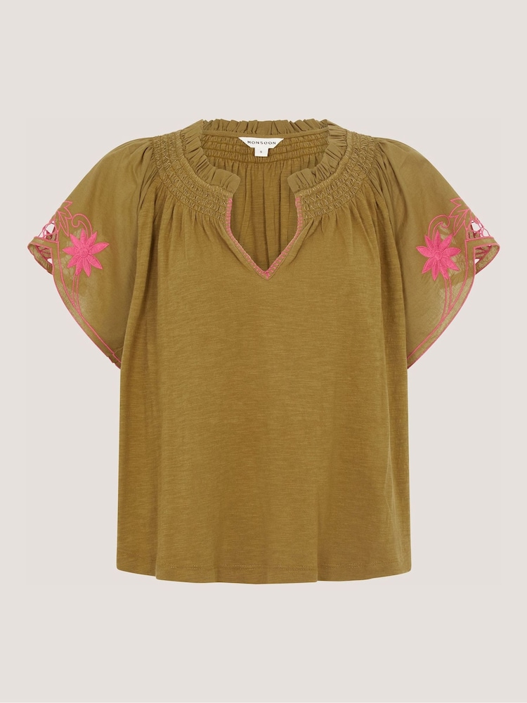 Monsoon Green Fiona Embroidered Cotton Top - Image 5 of 5 Monsoon Green Fiona Embroidered Cotton Top - Image 5 of 5