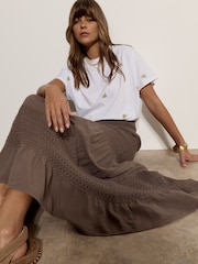 Apricot Brown Crochet Tiered Maxi Skirt - Image 5 of 5