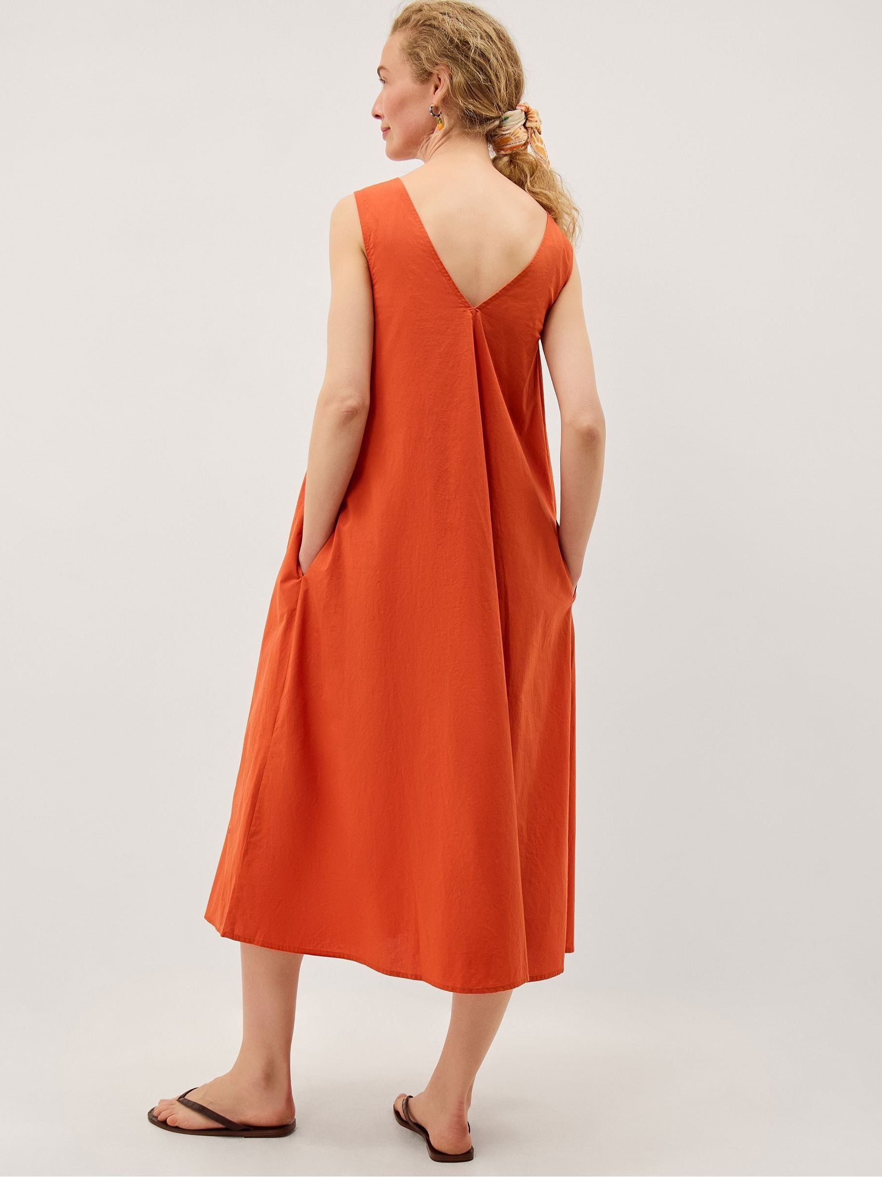 Buy Monsoon Orange Rosalie Floral Appliqué Cotton Midi Dress from