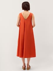 Monsoon Orange Rosalie Floral Appliqué Cotton Midi Dress - Image 2 of 4