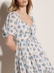 Apricot White Cotton Dobby Floral Mini Dress - Image 4 of 4