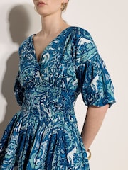 Apricot Blue Paisley Bubble Hem Mini Dress - Image 4 of 4